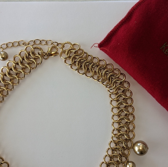 Vtg Gold Tone Collar Choker Necklace KJL 15” Long Statement Gorgeous - Picture 4 of 9
